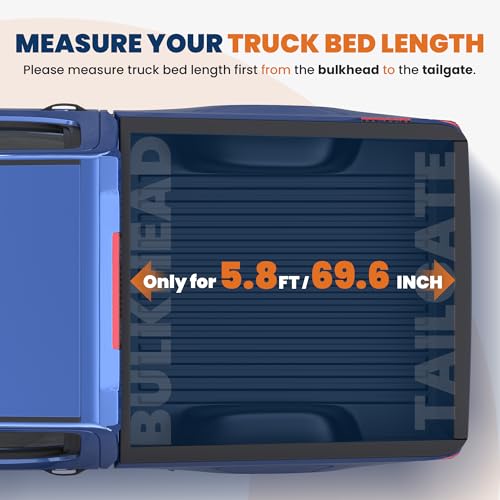 5.8FT Quad Hard Truck Bed Tonneau Cover Compatible for 2014-2018 Chevrolet Silverado GMC Sierra 1500 Fleetside Aluminum Bed (Utility Track System w/LED Light Strip)
