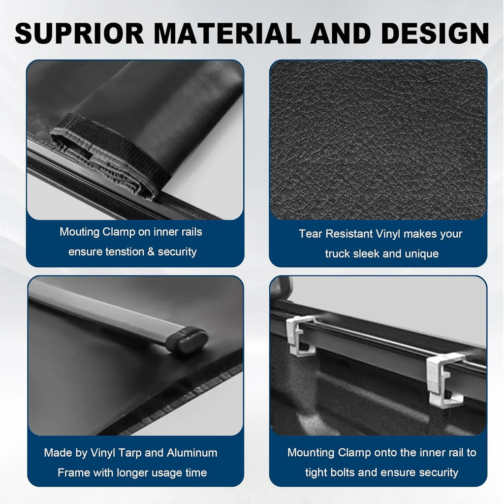 KUIPERAUTO 5.5FT Soft Roll-Up Truck Bed Tonneau Cover For 2015-2024 Ford F-150 Styleside 5.5FT Bed (Not for Flareside)