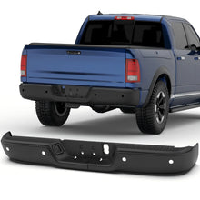 Load image into Gallery viewer, KUIPERAUTO Black Steel Rear Step Bumper Pad splitter bar Compatible for 2010-2018 Dodge Ram 1500 2500 3500/19-23 Ram 1500 Classic no Dual Exhaust,W/Sensor Holes Back Bumpers Assembly CH1103121