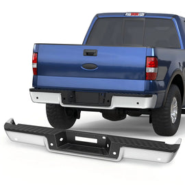 KUIPERAUTO Rear Step Bumper W/Step Pad Compatible for 2006 2007 2008 Ford F150 F-150 Pickup ‎FO1103142 With Parking Sensor Holes Steel Back Bumpers Assembly -Black