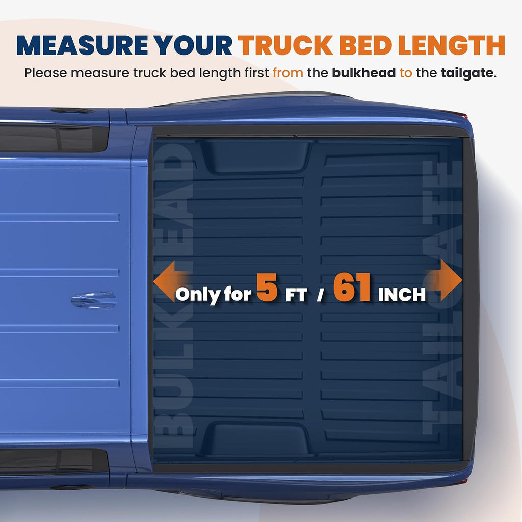 Hard Tri Fold Truck Bed Tonneau Cover Fleetside Compatible with 2017-2026 Honda Ridgeline 5FT Bed Cover On Top 64 inch (w/o Ram Box)