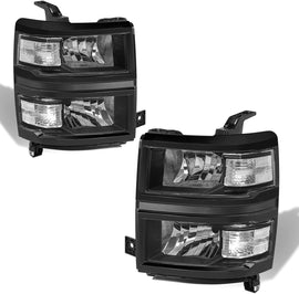 KUIPERAUTO Pair Headlights Assembly Front Lamp Compatible with 2014-2015 Chevrolet Silverado 1500 Headlight Replacement Driver and Passenger Side Black/Clear/Clear
