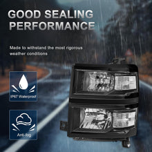 Load image into Gallery viewer, KUIPERAUTO Pair Headlights Assembly Front Lamp Compatible with 2014-2015 Chevrolet Silverado 1500 Headlight Replacement Driver and Passenger Side Black/Clear/Clear