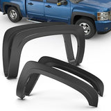OE Factory Fender Flares Compatible for 0713 Chevy Silverado 1500 58ft Short Fleetside Bed Not for 2007 Classic Models Smooth Black Paintable Wheel Flare Front Rear 4PCS
