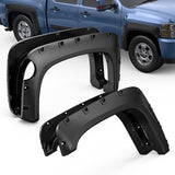 Smooth Pocket Rivet Fender Flares Compatible for 0713 Chevy Silverado 1500 58ft Short Fleetside Bed Not for 2007 Classic Models Black Paintable Wheel Flare Front Rear 4PCS