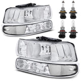 Headlight Assembly Front Lamp Compatible with 19992002 Chevrolet Silverado 1500 2500 20002006 Suburban 1500 2500 Tahoe Chrome HousingClear lensClear Corner wBulb