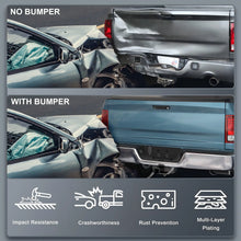 Load image into Gallery viewer, KUIPERAUTO Black Steel Rear Step Bumper Pad splitter bar Compatible for 2010-2018 Dodge Ram 1500 2500 3500/19-23 Ram 1500 Classic no Dual Exhaust,W/Sensor Holes Back Bumpers Assembly CH1103121