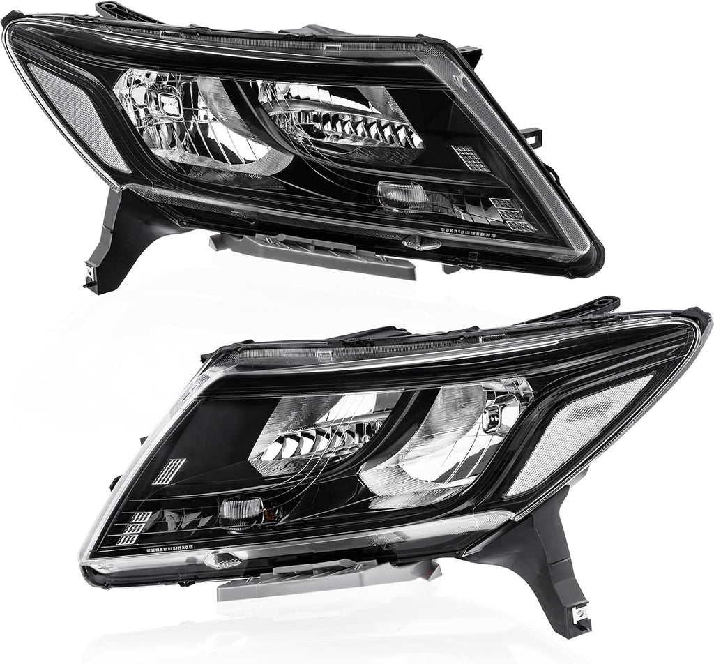 KUIPERAUTO Pair OE Headlights Assembly Compatible for 2013 2014 2015 2016 Nissan Pathfinder Clear Lens/Black Housing/Amber Reflector Front Lamps Driver and Passenger Side(Set of 2) #260608Z325