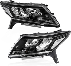 KUIPERAUTO Pair OE Headlights Assembly Compatible for 2013 2014 2015 2016 Nissan Pathfinder Clear Lens/Black Housing/Amber Reflector Front Lamps Driver and Passenger Side(Set of 2) #260608Z325