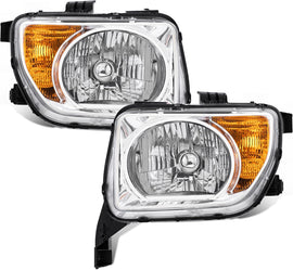 KUIPERAUTO OE Headlights Assembly Compatible for 2003-2006 Honda Element Clear Lens/Chrome Housing/Amber Reflector Front Lamps Driver and Passenger Side(Set of 2) #3151SCVA01,33101SCVA01
