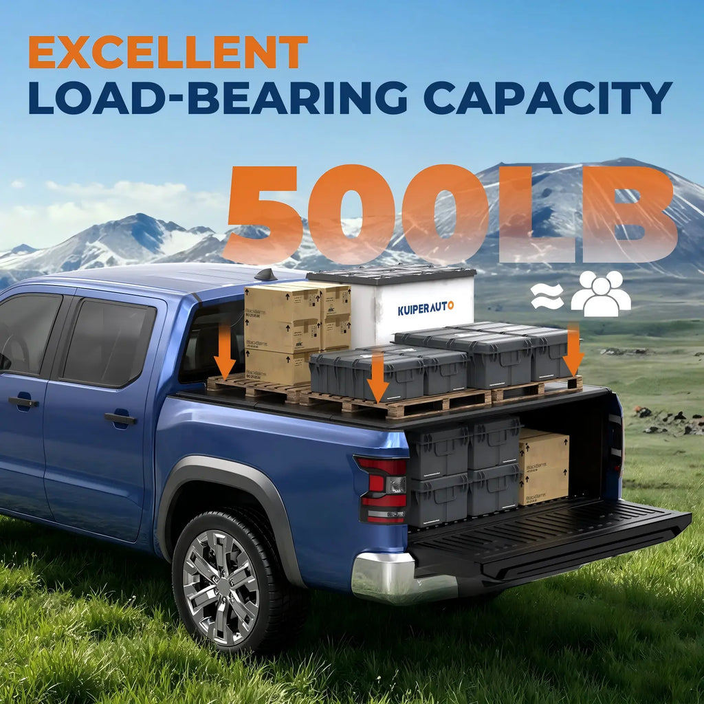 KUIPERAUTO 5FT Fiberglass Tri Hard Compatible for Nissan Frontier 2005-2025 Tonneau Cover Truck Bed Cover Fleetside Bed On Top 60Inch