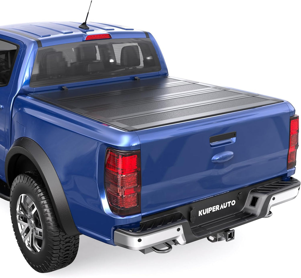 KUIPERAUTO 5ft Low-Profile Hard Quad-Fold Truck Bed Tonneau Cover Compatible for Ford Ranger 2019-2023 61inch Bed