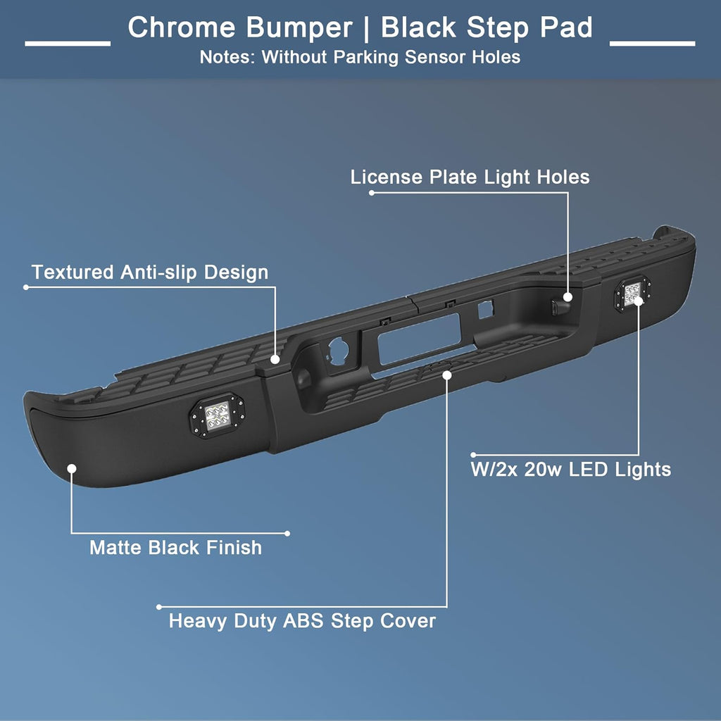 Rear Step Bumper Assembly For Chevy Silverado/GMC Sierra 1500 2500 Steel Complete Back Bumpers