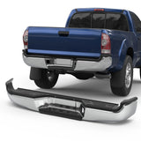 Chrome Rear Step Bumper Assembly Compatible for 2005-2015 Toyota Tacoma Pickup ‎TO1103113 WITHOUT Parking Sensor Holes Steel Complete Standard Back Bumpers