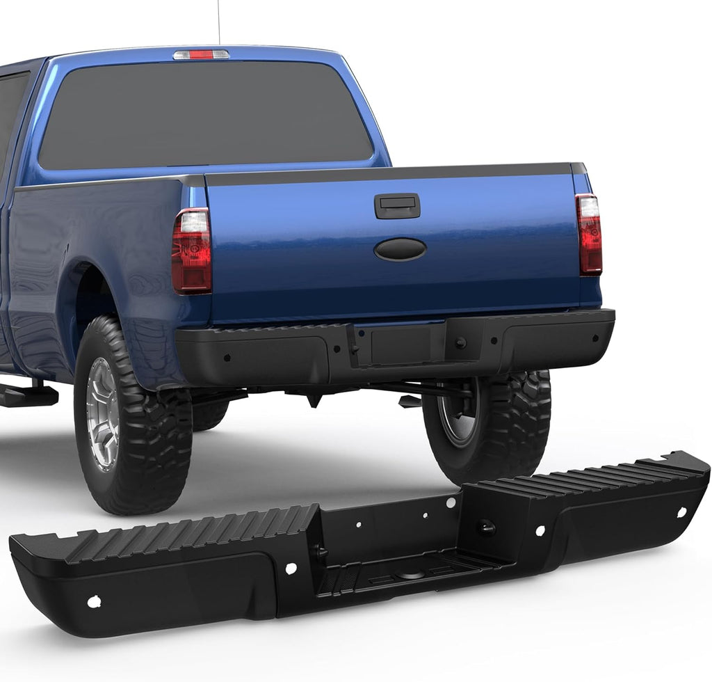 Black Rear Step Bumper Assembly Compatible with 2008-2016 Ford F250 F350 F-250 SUPER DUTY 08-16 Pickup FO1103151 with Parking Sensor Holes Steel Back Bumpers