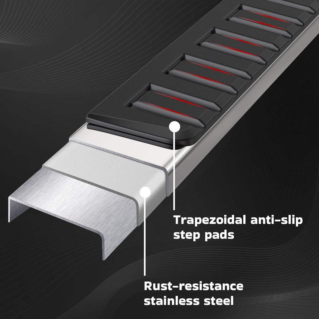 6 inches Running Boards Side Steps For 2007-2018 Chevy Silverado/GMC Sierra 1500, 2007-2019 Chevrolet Silverado/GMC Sierra 2500HD 3500HD Crew Cab (Gas Engine ONLY)