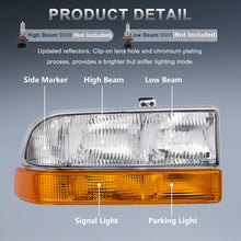 Load image into Gallery viewer, Pair Headlights Assembly For 1998-2004 Chevy Blazer S10 Pickup SUV w/Bumper Lights Chrome Housing Clear Lens Amber Reflector