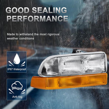 Load image into Gallery viewer, Pair Headlights Assembly For 1998-2004 Chevy Blazer S10 Pickup SUV w/Bumper Lights Chrome Housing Clear Lens Amber Reflector