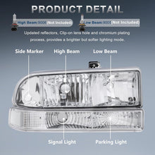 Load image into Gallery viewer, Headlights Assembly For 1998 1999 2000 2001 2002 2003 2004 Chevy Blazer S10 Pickup SUV w/Bumper Lights Chrome Housing Clear Reflector Passenger and Driver Side