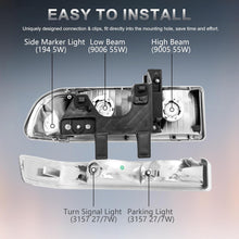 Load image into Gallery viewer, Headlights Assembly For 1998 1999 2000 2001 2002 2003 2004 Chevy Blazer S10 Pickup SUV w/Bumper Lights Chrome Housing Clear Reflector Passenger and Driver Side