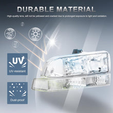 Load image into Gallery viewer, Headlights Assembly For 1998 1999 2000 2001 2002 2003 2004 Chevy Blazer S10 Pickup SUV w/Bumper Lights Chrome Housing Clear Reflector Passenger and Driver Side
