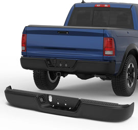 Black Rear Bumper Assembly CH1103120 For 2009-2018 Dodge Ram 1500 2500 3500/ 2019-2023 Ram 1500 Classic w/o Parking Sensor Holes w/o Dual Exh Holes
