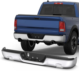 Chrome Rear Bumper Assembly For 2009-2018 Dodge Ram 1500 2500/2019-2023 Ram 1500 Classic w/Dual Exh Holes w/o Packing sensor Holes CH1103118