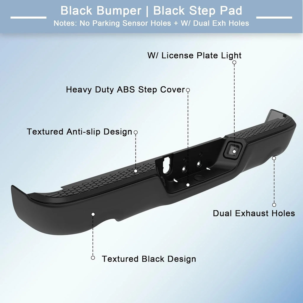 SCITOO Steel Texture Black Rear Step Bumper Replacement for 2014-2018 for Chevy SCITOO Steel Texture Black Rear Step Bumper Replacement for 2014-2018 for Chevy