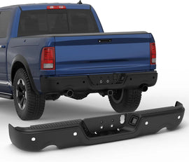 Black Rear Bumper Assembly For 2009-2018 Dodge Ram 1500/2019-2023 Ram 1500 Classic w/Dual Exhaust & Sensor Holes CH1103124