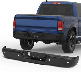 Black Rear Bumper Assembly For 2010-2018 Dodge Ram 1500 2500 3500/2019-2023 Ram 1500 Classic w/Sensor Holes w/o Dual Exhaust CH1103121