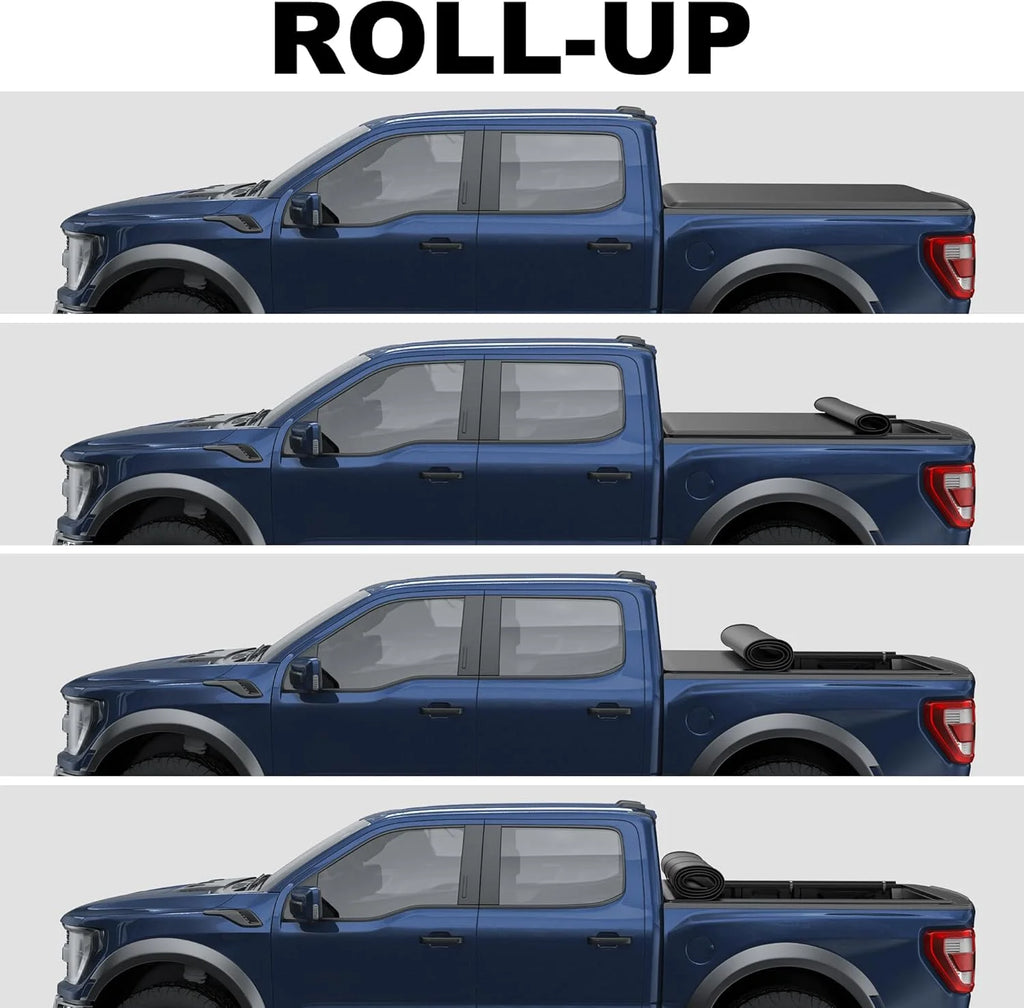 KUIPERAUTO 8FT Soft Roll-Up Truck Bed Tonneau Cover For 2015-2024 Ford F150 Styleside 8FT Bed (Not for Flareside)