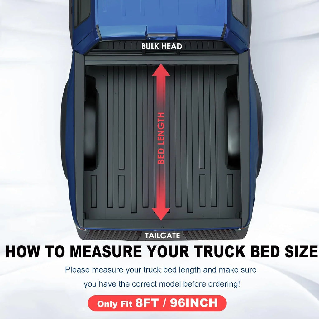 KUIPERAUTO 8FT Soft Roll-Up Truck Bed Tonneau Cover For 2015-2024 Ford F150 Styleside 8FT Bed (Not for Flareside)